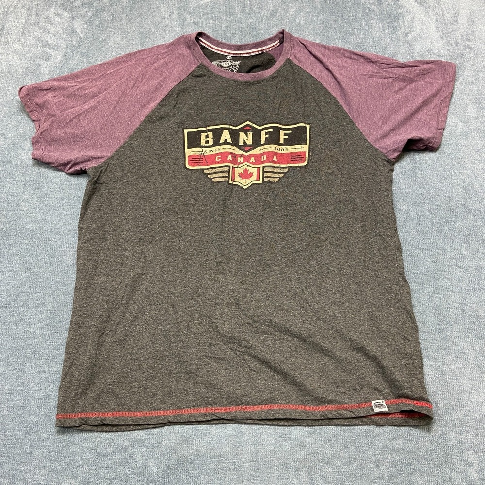 Red Thread Premium 51 T-Shirt Mens 2XL Grey Banff Graphic Raglan Short Sleeve